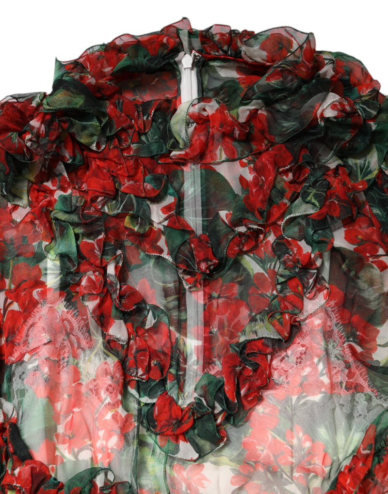 Robe Longue à Volants Florale Multicolore Dolce & Gabbana