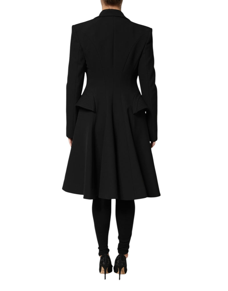 Les Hommes Black Polyester Single Breasted Trench Coat Jacket