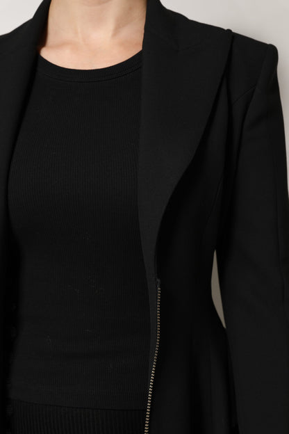 Les Hommes Black Polyester Single Breasted Trench Coat Jacket