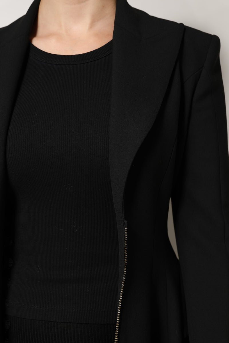 Les Hommes Black Polyester Single Breasted Trench Coat Jacket