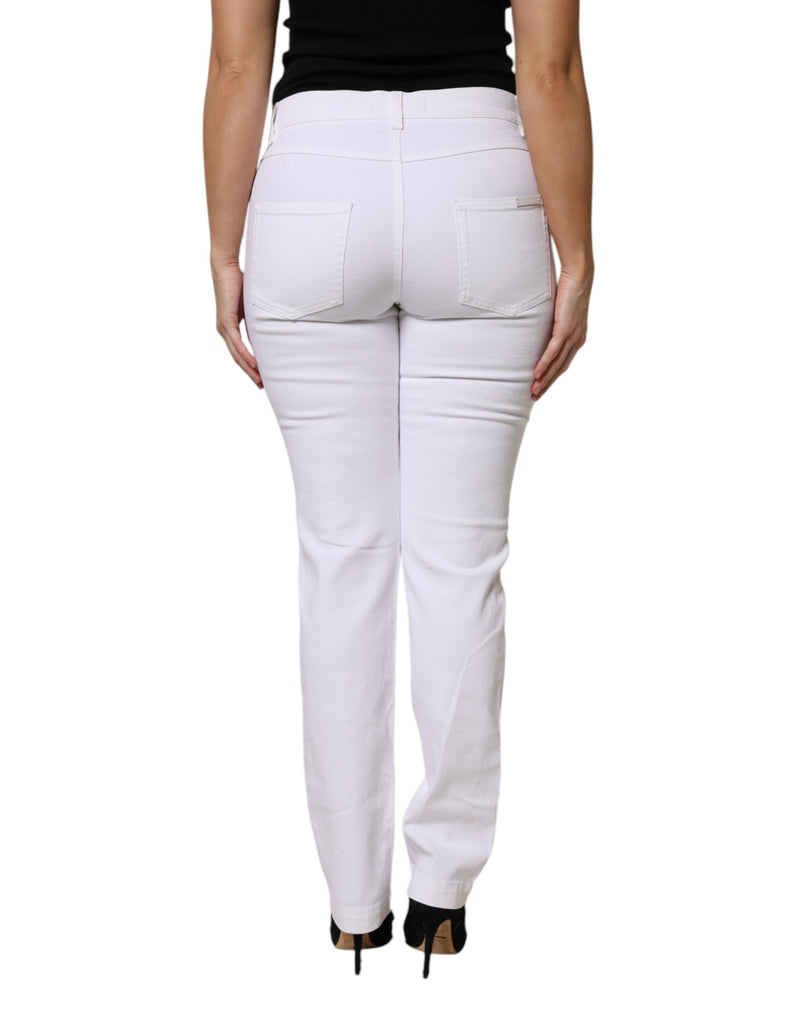 Dolce & Gabbana Jeans Femme Girly Floral Sequins Blanc