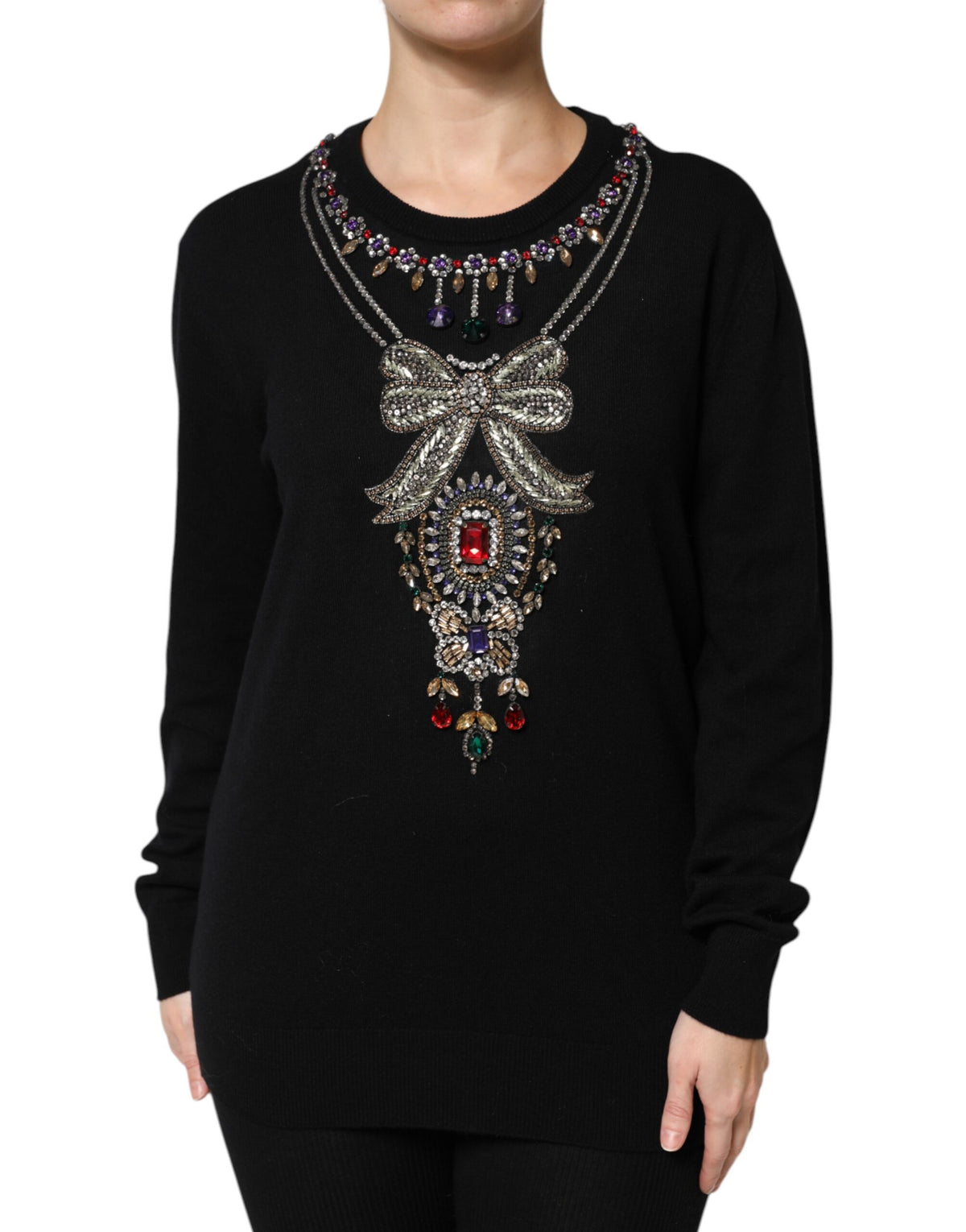 Pull en Cachemire Noir Dolce & Gabbana avec Cristaux