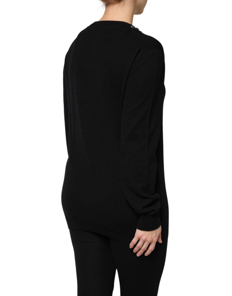 Pull en Cachemire Noir Dolce & Gabbana avec Cristaux