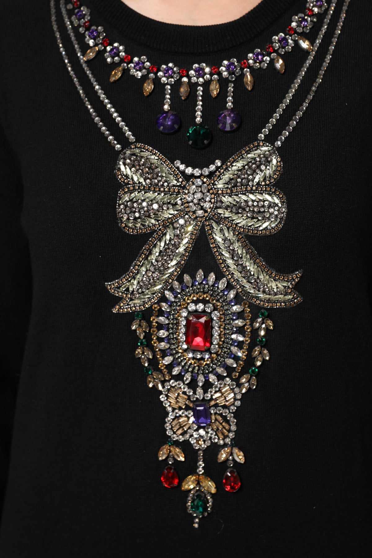 Pull en Cachemire Noir Dolce & Gabbana avec Cristaux