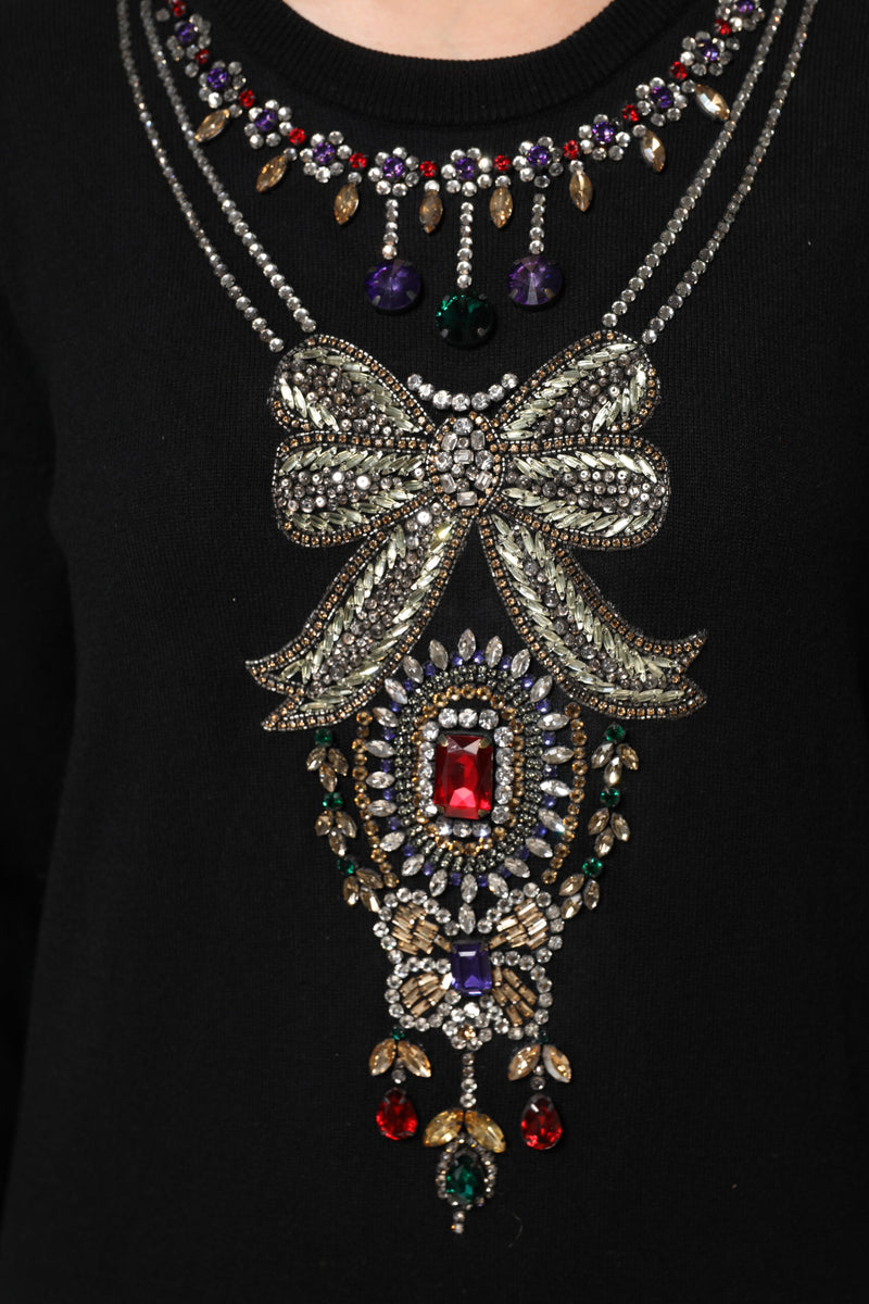 Pull en Cachemire Noir Dolce & Gabbana avec Cristaux