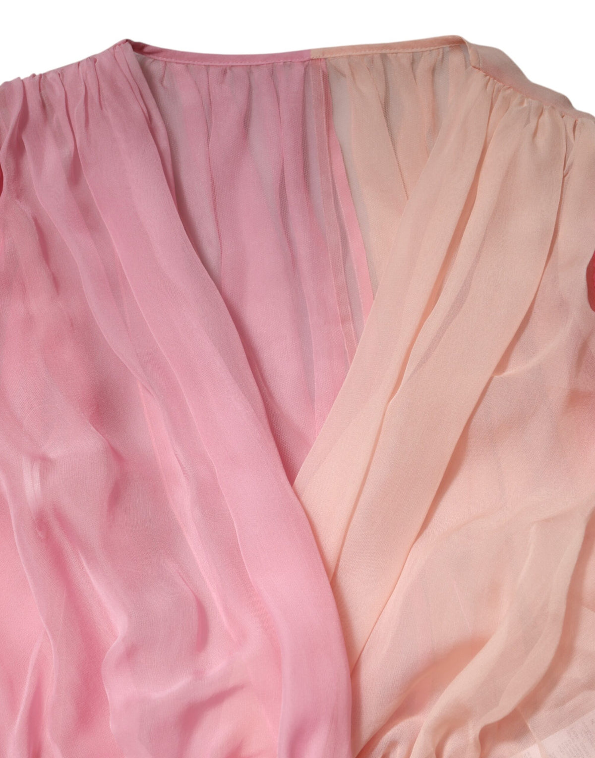 Dolce & Gabbana Blouse Top Rose à Col V Plongeant à Manches Longues