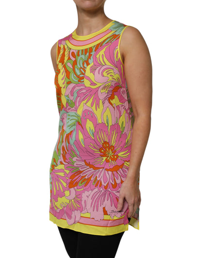 Dolce & Gabbana Multicolor Floral Roundneck Sleeveless Top