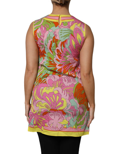 Dolce & Gabbana Multicolor Floral Roundneck Sleeveless Top