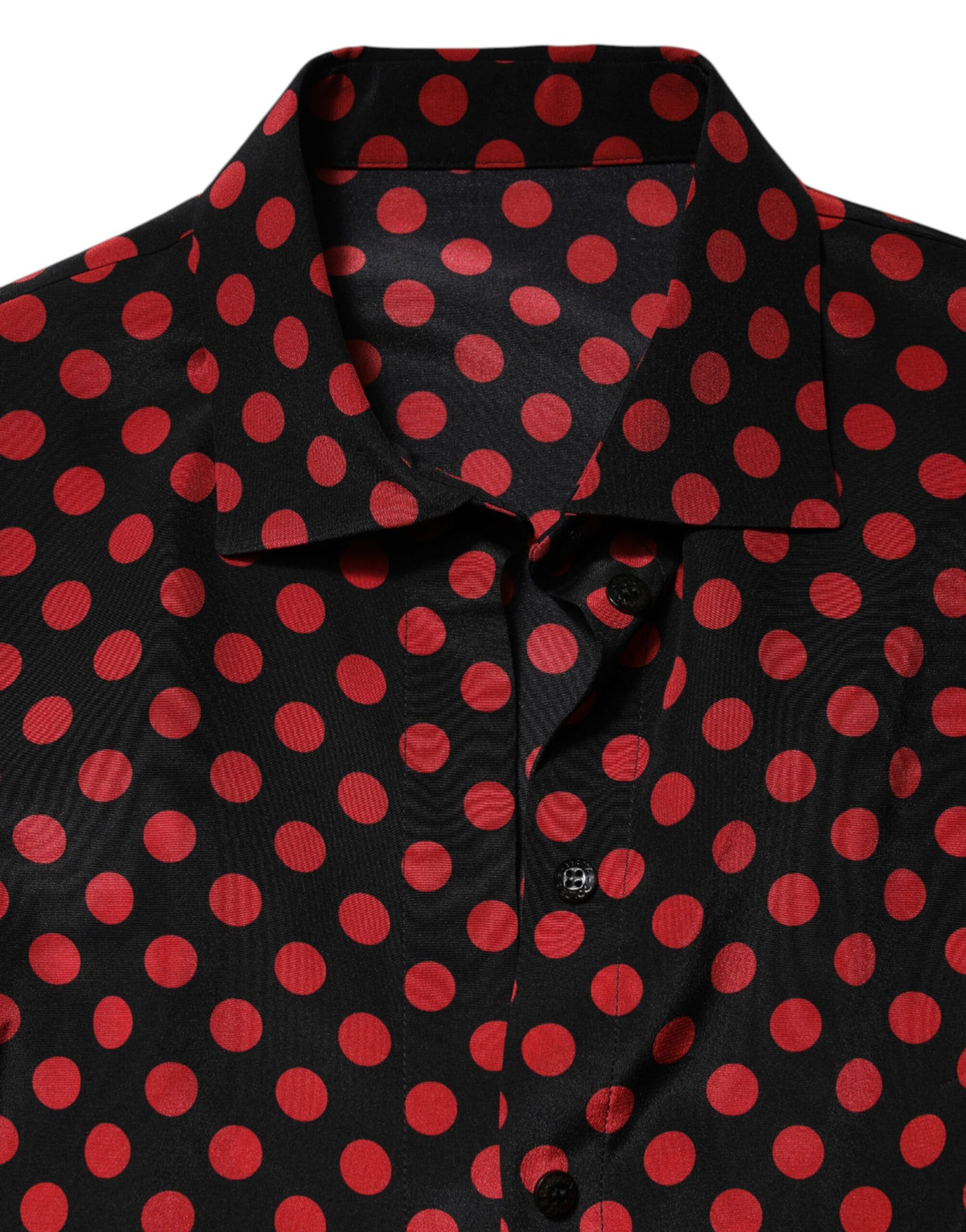 Dolce & Gabbana Top en Soie à Pois Noir et Rouge à Manches Longues
