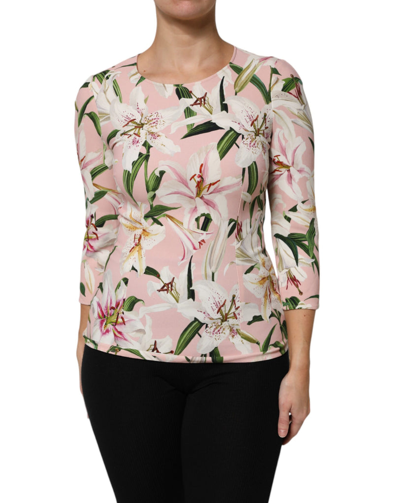 Dolce & Gabbana Blouse Top en Viscose Imprimé Lily Rose