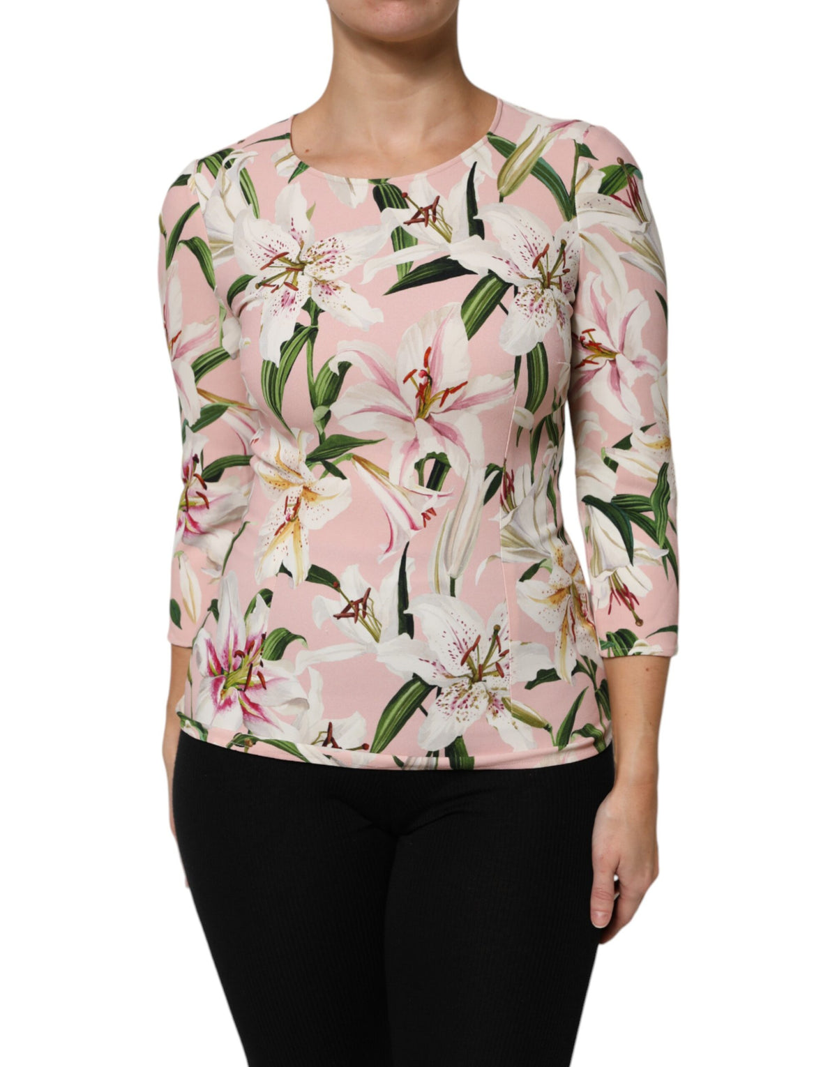 Dolce & Gabbana Blouse Top en Viscose Imprimé Lily Rose