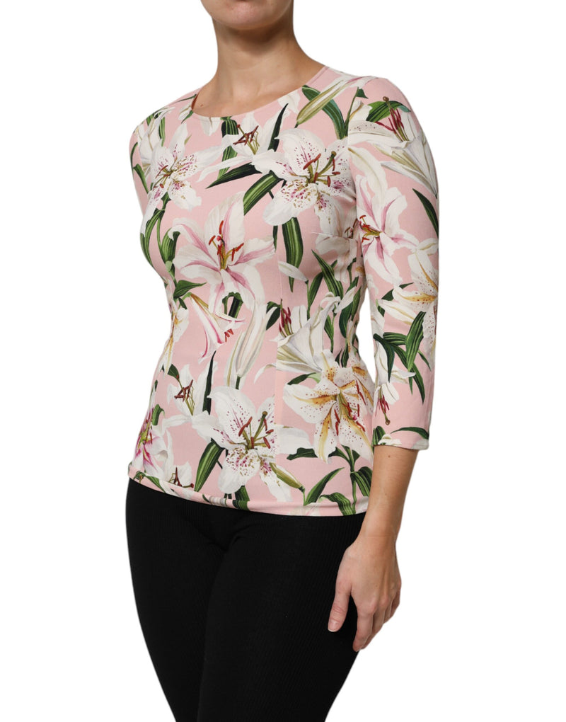 Dolce & Gabbana Blouse Top en Viscose Imprimé Lily Rose