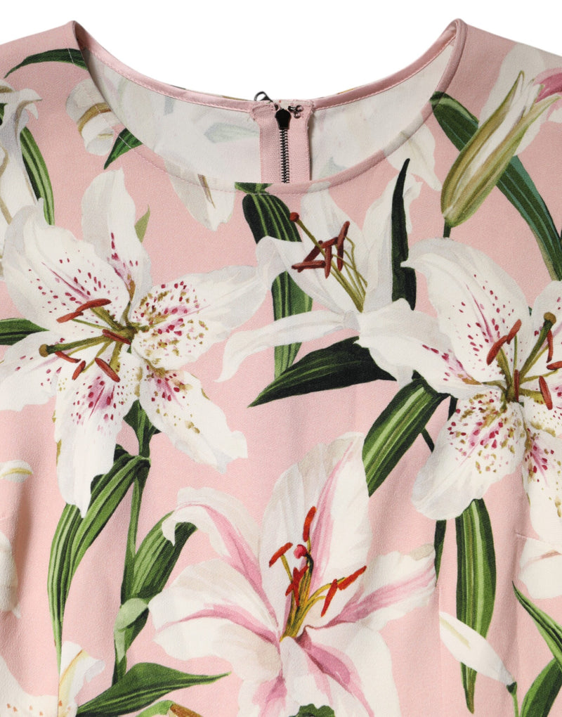 Dolce & Gabbana Blouse Top en Viscose Imprimé Lily Rose