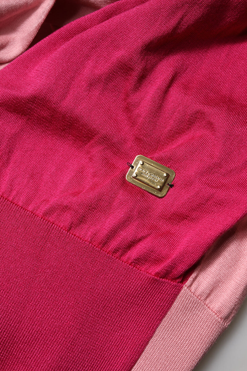 Dolce & Gabbana Top en Soie Rose à Manches Courtes avec Col Ascot