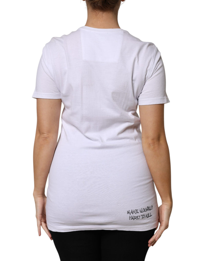 T-shirt à col rond blanc Philipp Plein avec embellissements