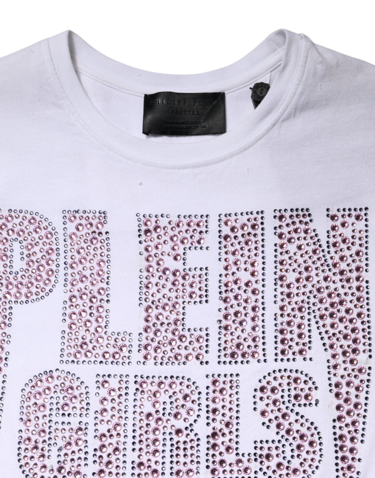 T-shirt à col rond blanc Philipp Plein avec embellissements