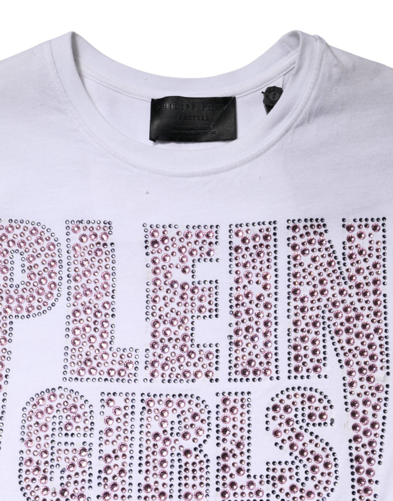 T-shirt à col rond blanc Philipp Plein avec embellissements