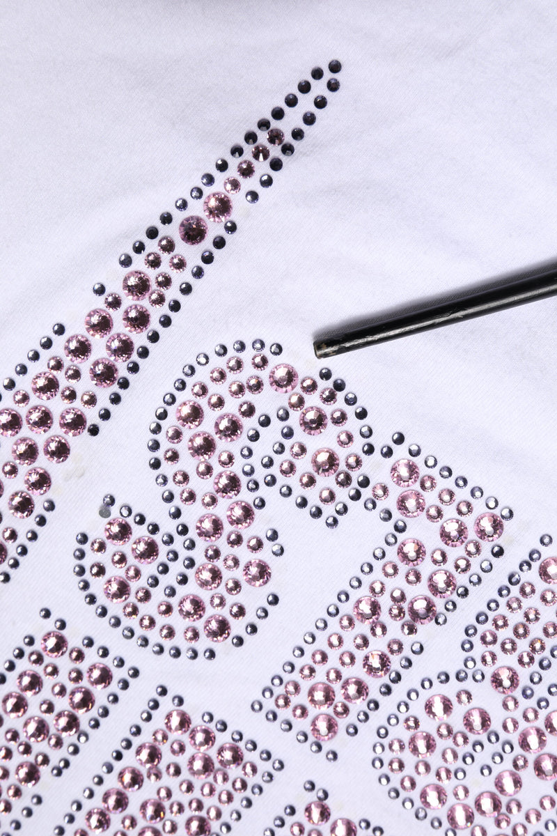 T-shirt à col rond blanc Philipp Plein avec embellissements