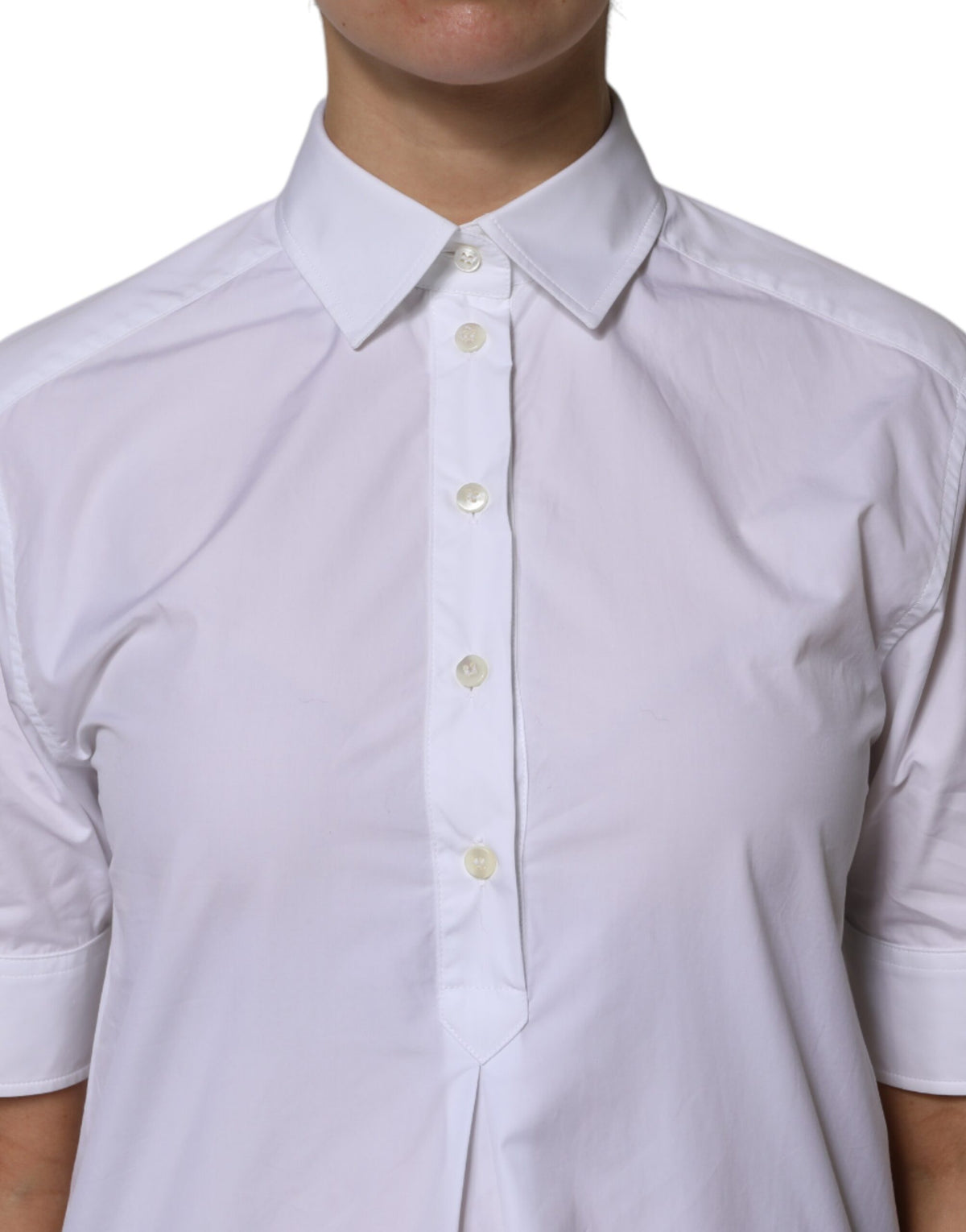 Dolce & Gabbana Polo Top Femme en Coton Blanc à Manches Courtes