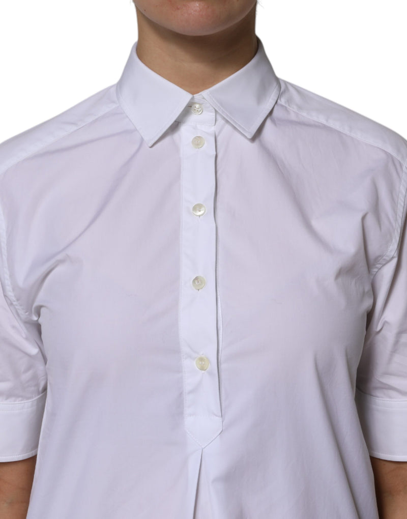 Dolce & Gabbana Polo Top Femme en Coton Blanc à Manches Courtes