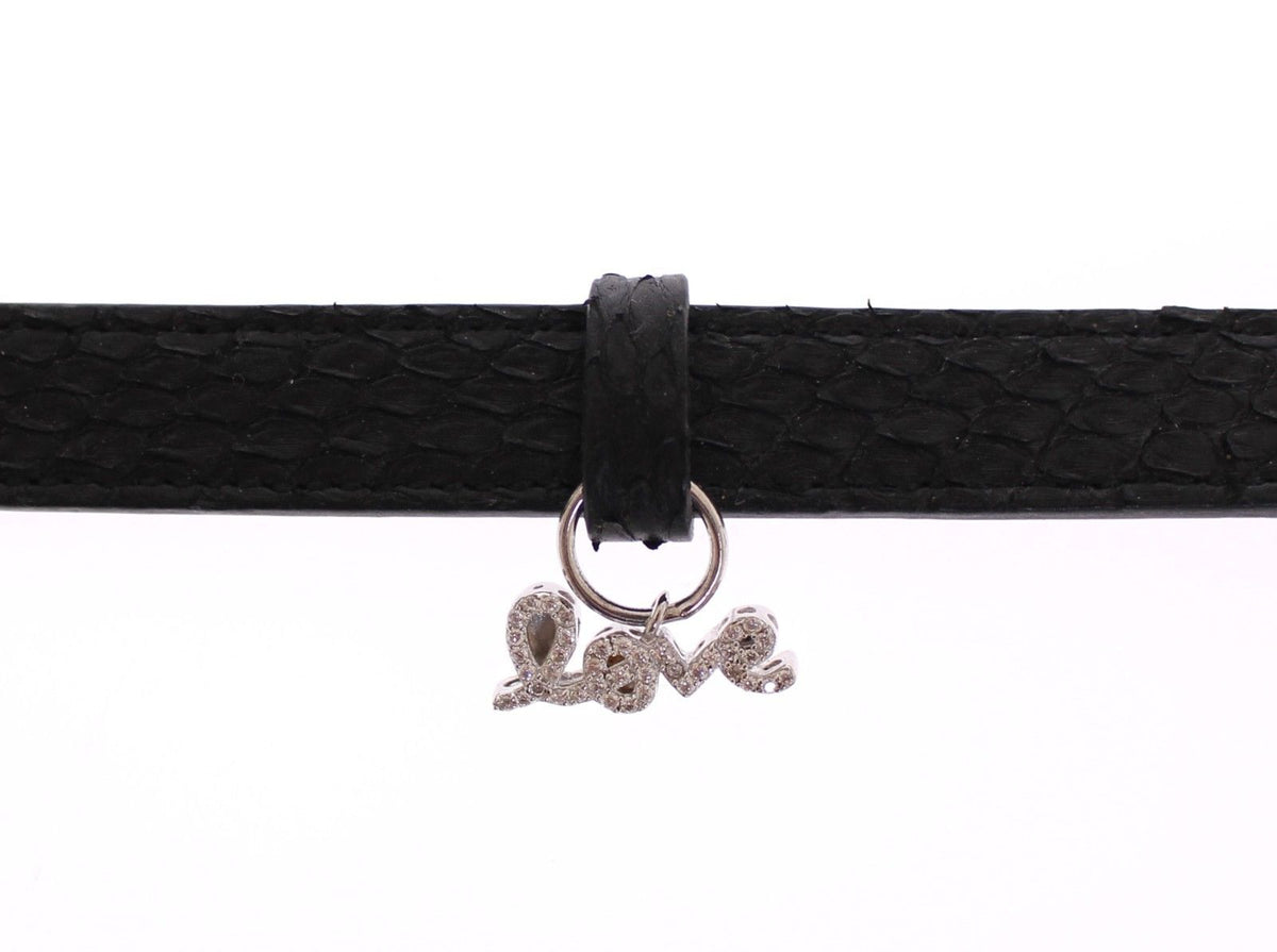Bracelet Nialaya en argent 925 avec zircones cubiques et peau de serpent