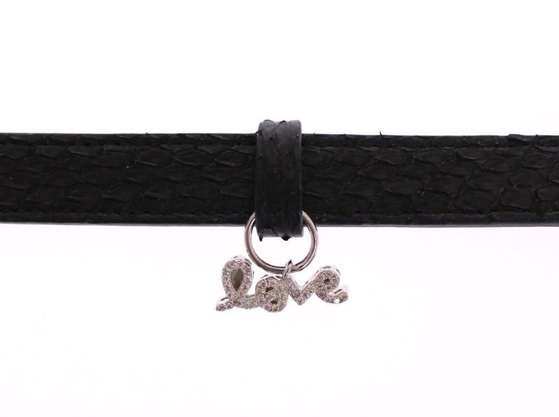 Bracelet Nialaya en argent 925 avec zircones cubiques et peau de serpent