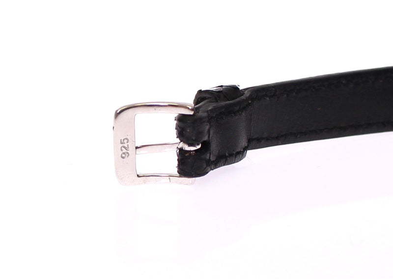 Bracelet Nialaya en argent 925 avec zircones cubiques et peau de serpent