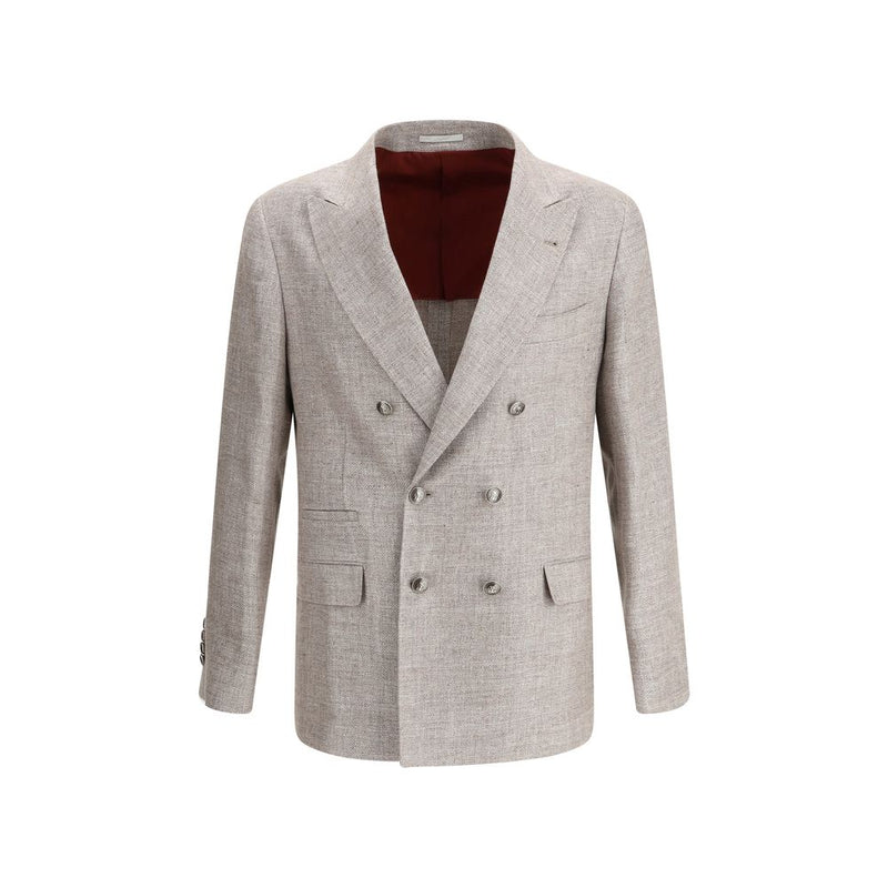 Brunello Cucinelli Light Brown Linen Blazer for Men