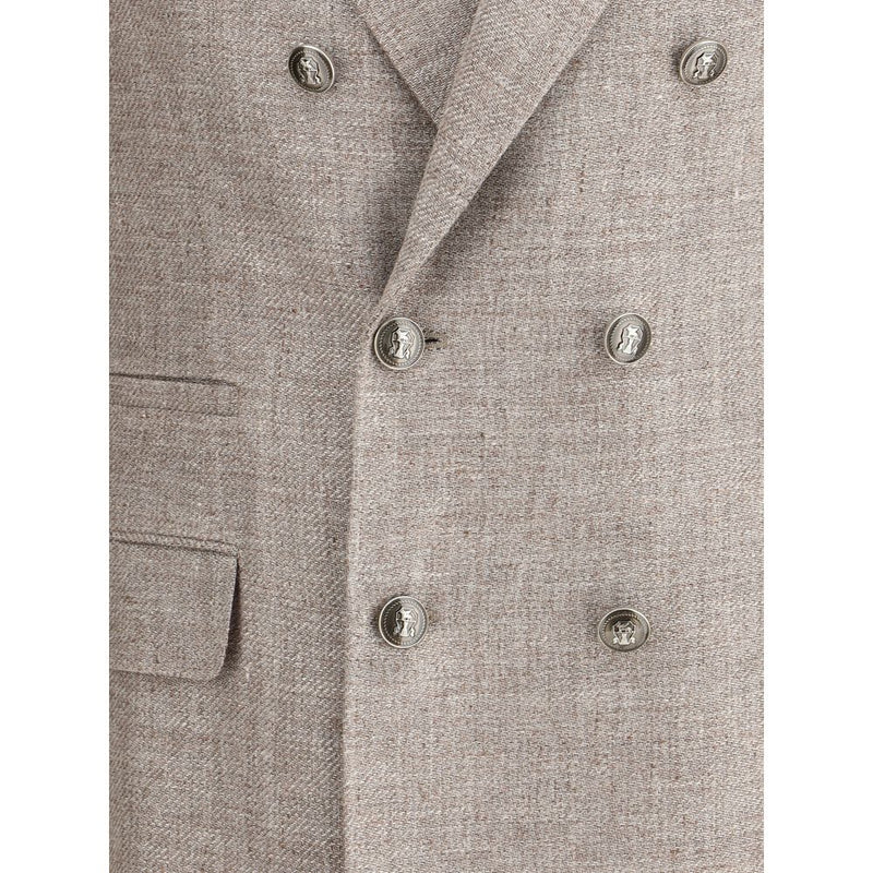 Brunello Cucinelli Light Brown Linen Blazer for Men