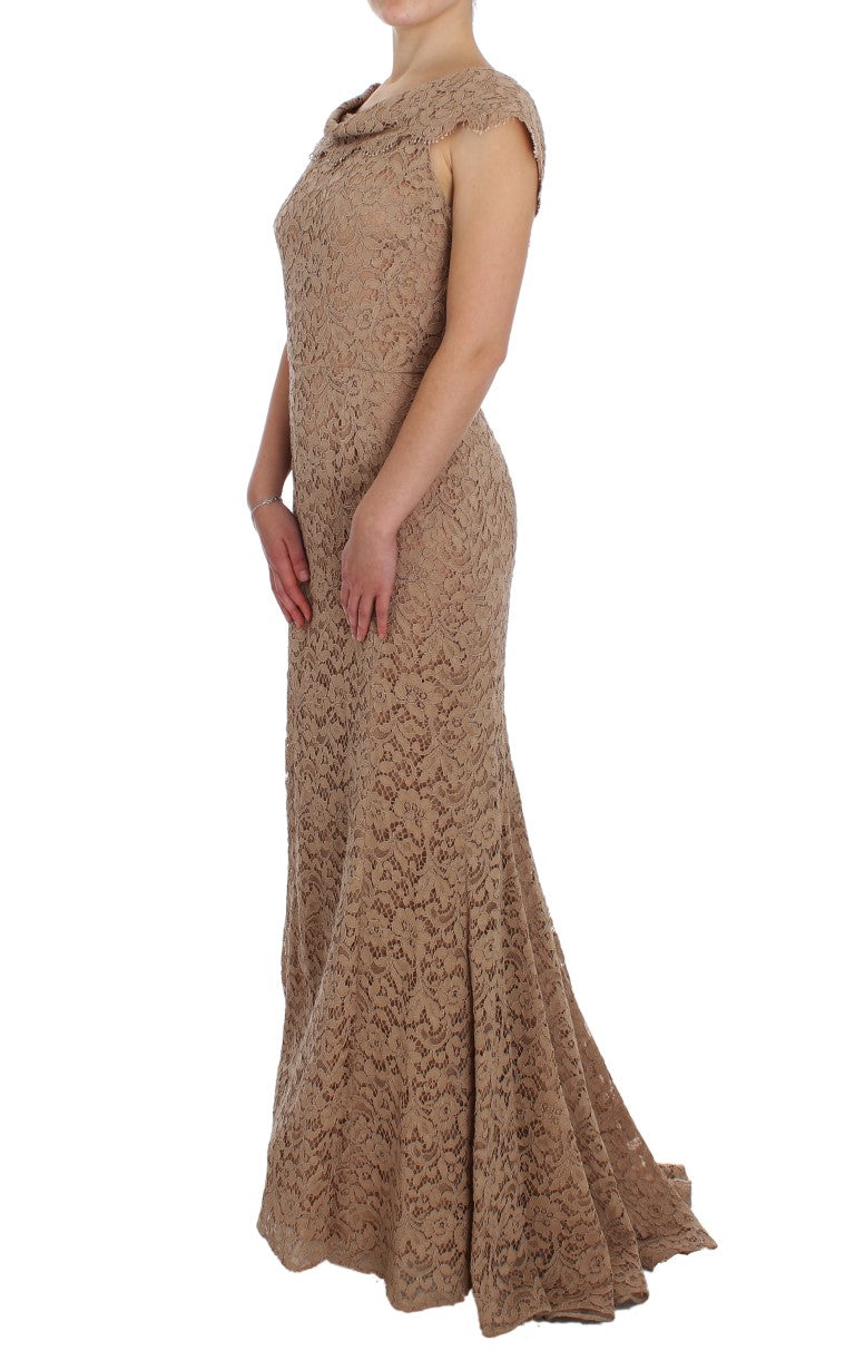 Robe fourreau longue en dentelle florale rose de Dolce & Gabbana