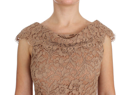 Robe fourreau longue en dentelle florale rose de Dolce & Gabbana