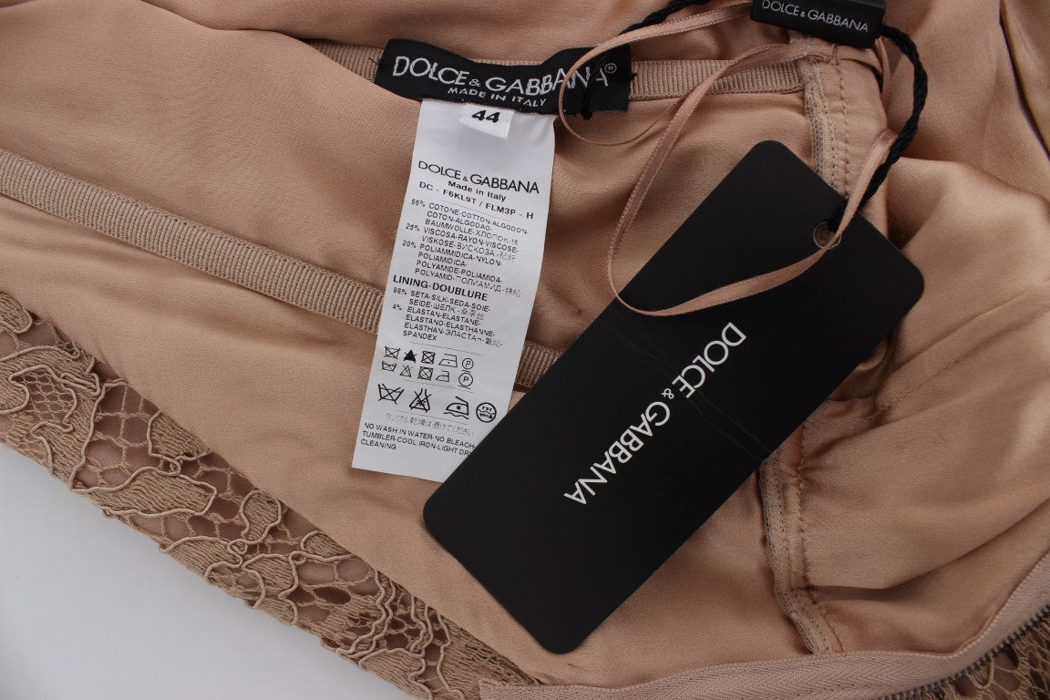 Robe fourreau longue en dentelle florale rose de Dolce & Gabbana