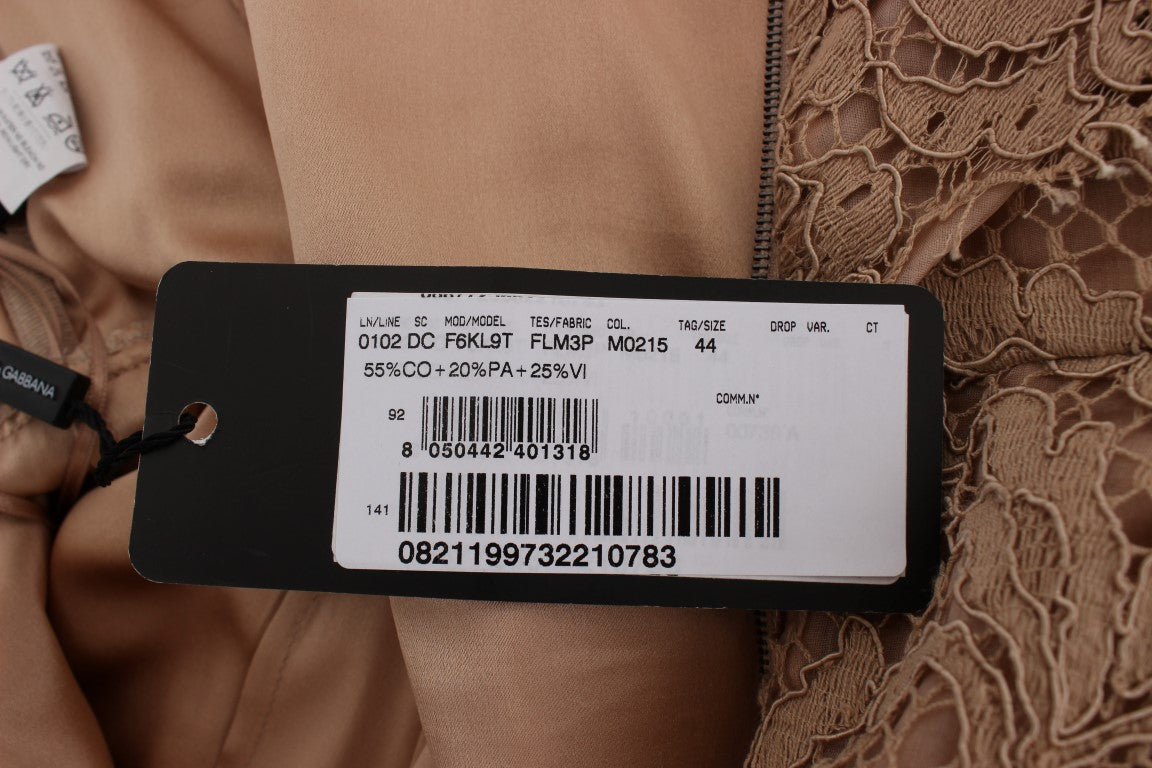 Robe fourreau longue en dentelle florale rose de Dolce & Gabbana