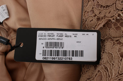 Robe fourreau longue en dentelle florale rose de Dolce & Gabbana