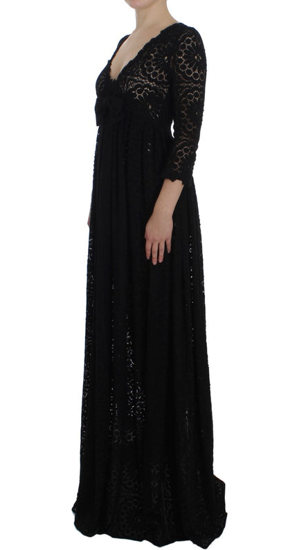 Robe Maxi Tricotée Noire Ricamo de Dolce & Gabbana