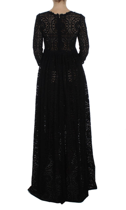 Robe Maxi Tricotée Noire Ricamo de Dolce & Gabbana
