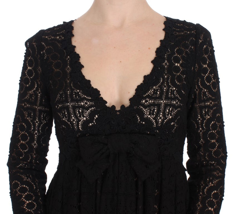 Robe Maxi Tricotée Noire Ricamo de Dolce &amp; Gabbana