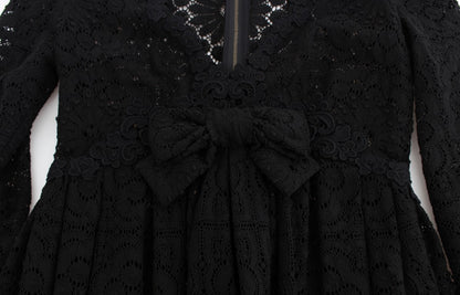 Robe Maxi Tricotée Noire Ricamo de Dolce & Gabbana