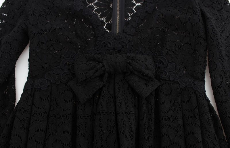 Robe Maxi Tricotée Noire Ricamo de Dolce &amp; Gabbana