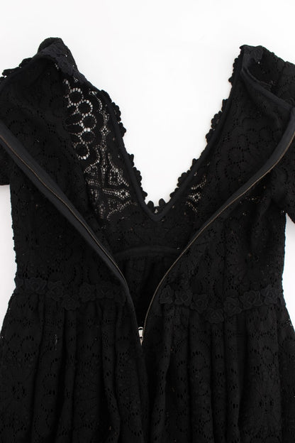 Robe Maxi Tricotée Noire Ricamo de Dolce & Gabbana