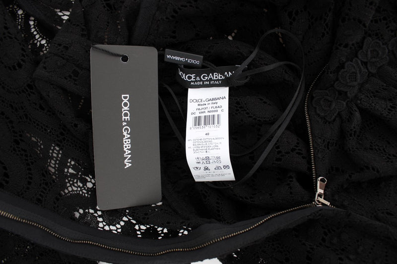 Robe Maxi Tricotée Noire Ricamo de Dolce &amp; Gabbana