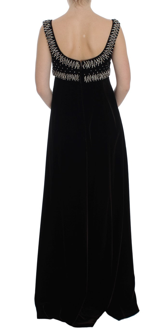 Robe-fourreau en velours brun et strass de Dolce & Gabbana