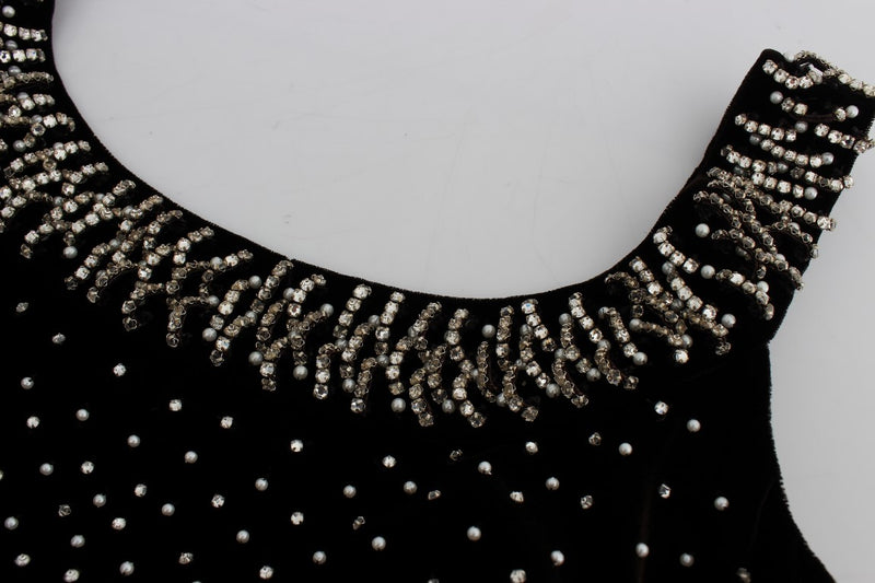 Robe-fourreau en velours brun et strass de Dolce &amp; Gabbana