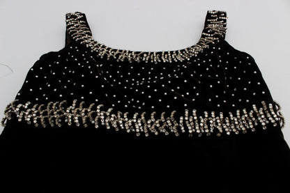 Robe-fourreau en velours brun et strass de Dolce & Gabbana