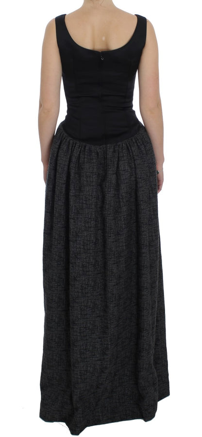 Robe longue noire et grise, style fourreau, Dolce & Gabbana