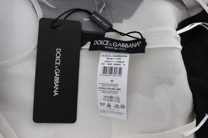 Robe-fourreau en soie à motifs floraux noir et blanc de Dolce & Gabbana