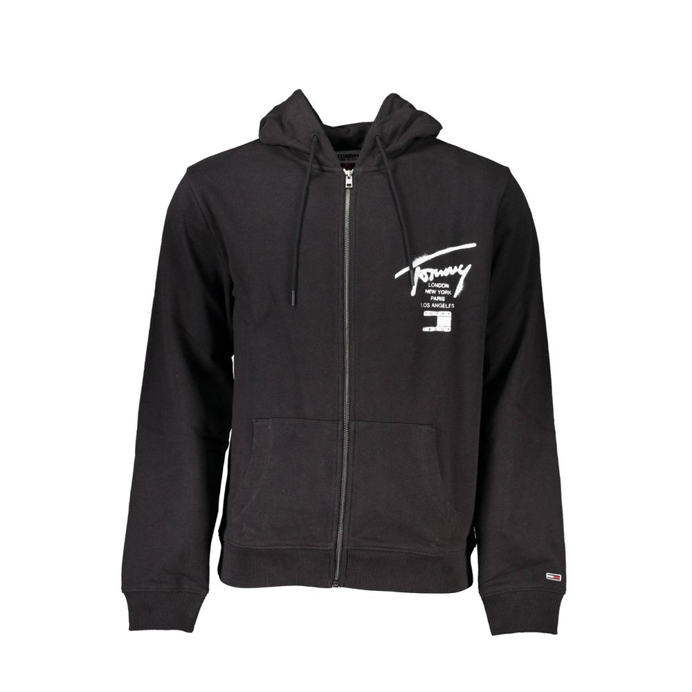 Pull en coton noir pour homme Tommy Hilfiger avec capuche et poches zippées