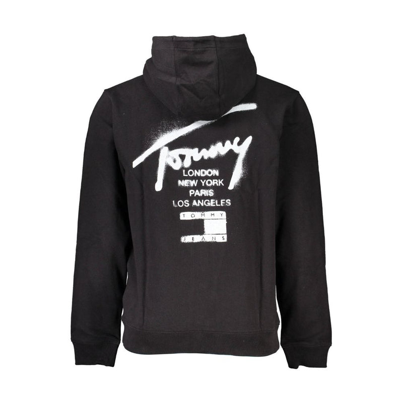 Pull en coton noir pour homme Tommy Hilfiger avec capuche et poches zippées