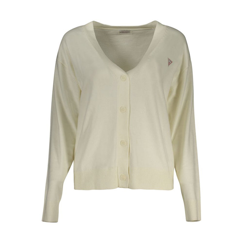 Guess Jeans Women's White Polyester Sweater - Stylish Cardigan