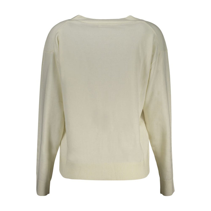 Guess Jeans Women's White Polyester Sweater - Stylish Cardigan